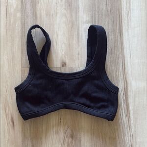 PINK Victoria's Secret Black Ribbed Sports Bra